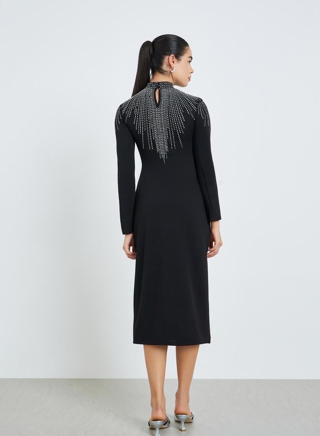 Styli Women Black Embellished Sheath Midi Dress - Image 4